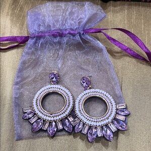 Elegant Purple and Gold Statement Earrings